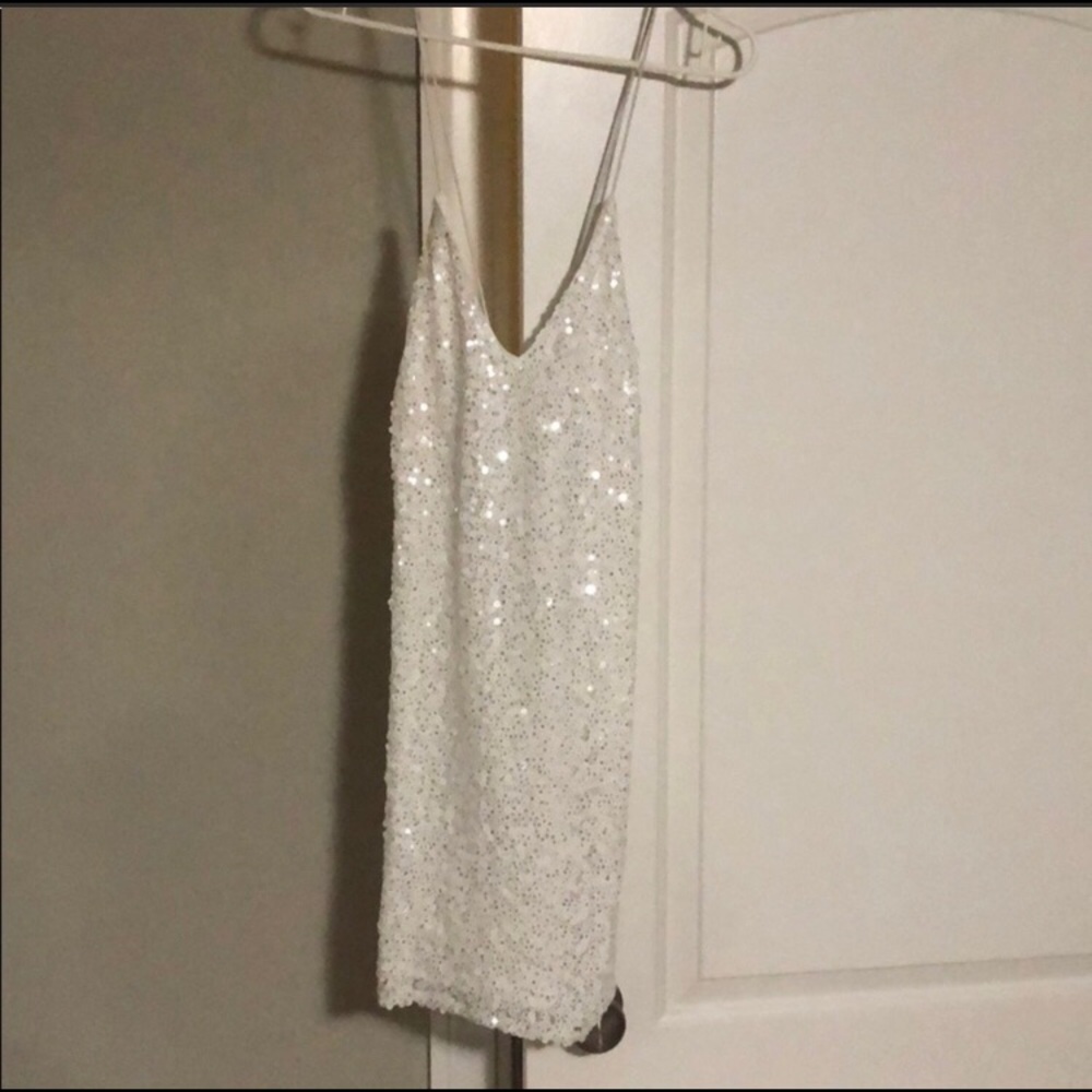Mini sequin white dress